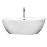 Wyndham WCOBT100268ATP11PC Soho 68 Inch Freestanding Bathtub in White with Floor Mounted Faucet, Drain and Overflow Trim in Polished Chrome