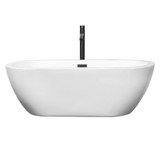 Wyndham WCOBT100268MBATPBK Soho 68 Inch Freestanding Bathtub in White with Floor Mounted Faucet, Drain and Overflow Trim in Matte Black