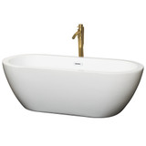 Wyndham WCOBT100268SWATPGD Soho 68 Inch Freestanding Bathtub in White with Shiny White Trim and Floor Mounted Faucet in Brushed Gold