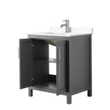 Wyndham WCV252530SKGWCUNSMXX Daria 30 Inch Single Bathroom Vanity in Dark Gray, White Cultured Marble Countertop, Undermount Square Sink, No Mirror