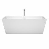 Wyndham WCBTK151467ATP11PC Sara 67 Inch Freestanding Bathtub in White with Floor Mounted Faucet, Drain and Overflow Trim in Polished Chrome