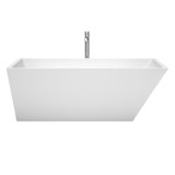 Wyndham WCBTK150167ATP11PC Hannah 67 Inch Freestanding Bathtub in White with Floor Mounted Faucet, Drain and Overflow Trim in Polished Chrome
