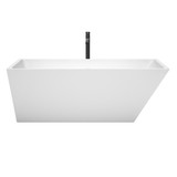 Wyndham WCBTK150167SWATPBK Hannah 67 Inch Freestanding Bathtub in White with Shiny White Trim and Floor Mounted Faucet in Matte Black