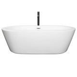 Wyndham  WCOBT100371PCATPBK Mermaid 71 Inch Freestanding Bathtub in White with Polished Chrome Trim and Floor Mounted Faucet in Matte Black