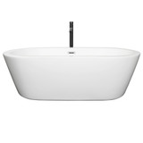 Wyndham WCOBT100371PCATPBK Mermaid 71 Inch Freestanding Bathtub in White with Polished Chrome Trim and Floor Mounted Faucet in Matte Black