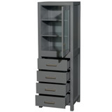 Wyndham WCS1414LTKG Sheffield 24 Inch Linen Tower in Dark Gray with Shelved Cabinet Storage and 4 Drawers
