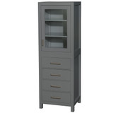 Wyndham WCS1414LTKG Sheffield 24 Inch Linen Tower in Dark Gray with Shelved Cabinet Storage and 4 Drawers