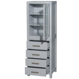 Wyndham WCS1414LTGY Sheffield 24 Inch Linen Tower in Gray with Shelved Cabinet Storage and 4 Drawers