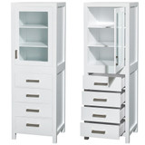 Wyndham WCS1414LTWH Sheffield 24 Inch Linen Tower in White with Shelved Cabinet Storage and 4 Drawers