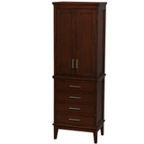 Wyndham WCV1616LTCDK Hatton Bathroom Linen Tower in Dark Chestnut with Shelved Cabinet Storage and 4 Drawers