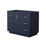 Wyndham WCF292942SBLCXSXXMXX Miranda 42 Inch Single Bathroom Vanity in Dark Blue, No Countertop, No Sink, Brushed Gold Trim