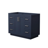 Wyndham WCF292942SBNCXSXXMXX Miranda 42 Inch Single Bathroom Vanity in Dark Blue, No Countertop, No Sink, Brushed Nickel Trim