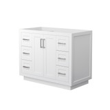 Wyndham WCF292942SWHCXSXXMXX Miranda 42 Inch Single Bathroom Vanity in White, No Countertop, No Sink, Brushed Nickel Trim