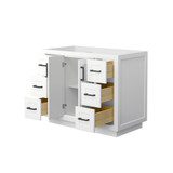 Wyndham WCF292942SWBCXSXXMXX Miranda 42 Inch Single Bathroom Vanity in White, No Countertop, No Sink, Matte Black Trim