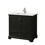 Wyndham WCS202036SDEC2UNSMXX Deborah 36 Inch Single Bathroom Vanity in Dark Espresso, Light-Vein Carrara Cultured Marble Countertop, Undermount Square Sink, No Mirror Wyndham WCS202036SDEC2UNSMXX Deborah 36 Inch Single Bathroom Vanity in Dark Espresso, Light-Vein Carrara Cultured Marble Countertop, Undermount Square Sink, No Mirror