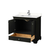 Wyndham WCS202036SDEC2UNSMXX Deborah 36 Inch Single Bathroom Vanity in Dark Espresso, Light-Vein Carrara Cultured Marble Countertop, Undermount Square Sink, No Mirror Wyndham WCS202036SDEC2UNSMXX Deborah 36 Inch Single Bathroom Vanity in Dark Espresso, Light-Vein Carrara Cultured Marble Countertop, Undermount Square Sink, No Mirror