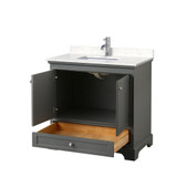 Wyndham WCS202036SKGC2UNSMXX Deborah 36 Inch Single Bathroom Vanity in Dark Gray, Light-Vein Carrara Cultured Marble Countertop, Undermount Square Sink, No Mirror