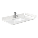 Wyndham WCS202036SWHC2UNSMXX Deborah 36 Inch Single Bathroom Vanity in White, Light-Vein Carrara Cultured Marble Countertop, Undermount Square Sink, No Mirror