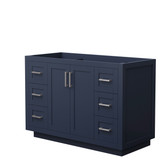 Wyndham WCF292948SBNCXSXXMXX Miranda 48 Inch Single Bathroom Vanity in Dark Blue, No Countertop, No Sink, Brushed Nickel Trim
