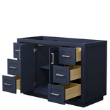 Wyndham WCF292948SBNCXSXXMXX Miranda 48 Inch Single Bathroom Vanity in Dark Blue, No Countertop, No Sink, Brushed Nickel Trim