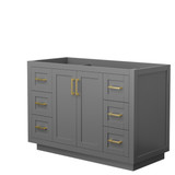 Wyndham WCF292948SGGCXSXXMXX Miranda 48 Inch Single Bathroom Vanity in Dark Gray, No Countertop, No Sink, Brushed Gold Trim Wyndham WCF292948SGGCXSXXMXX Miranda 48 Inch Single Bathroom Vanity in Dark Gray, No Countertop, No Sink, Brushed Gold Trim