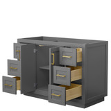 Wyndham WCF292948SGGCXSXXMXX Miranda 48 Inch Single Bathroom Vanity in Dark Gray, No Countertop, No Sink, Brushed Gold Trim Wyndham WCF292948SGGCXSXXMXX Miranda 48 Inch Single Bathroom Vanity in Dark Gray, No Countertop, No Sink, Brushed Gold Trim