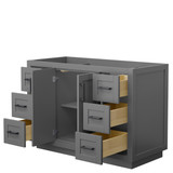 Wyndham WCF292948SGBCXSXXMXX Miranda 48 Inch Single Bathroom Vanity in Dark Gray, No Countertop, No Sink, Matte Black Trim