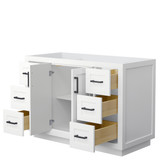 Wyndham WCF292948SWBCXSXXMXX Miranda 48 Inch Single Bathroom Vanity in White, No Countertop, No Sink, Matte Black Trim Wyndham WCF292948SWBCXSXXMXX Miranda 48 Inch Single Bathroom Vanity in White, No Countertop, No Sink, Matte Black Trim