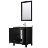 Wyndham WCV252530SDEC2UNSM24 Daria 30 Inch Single Bathroom Vanity in Dark Espresso, Light-Vein Carrara Cultured Marble Countertop, Undermount Square Sink, 24 Inch Mirror