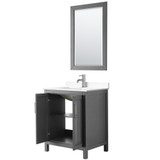 Wyndham WCV252530SKGWCUNSM24 Daria 30 Inch Single Bathroom Vanity in Dark Gray, White Cultured Marble Countertop, Undermount Square Sink, 24 Inch Mirror