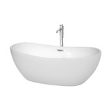 Wyndham WCOBT101465ATP11PC Rebecca 65 Inch Freestanding Bathtub in White with Floor Mounted Faucet, Drain and Overflow Trim in Polished Chrome
