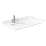 Wyndham WCG242436SGDWCUNSMXX Beckett 36 Inch Single Bathroom Vanity in Green, White Cultured Marble Countertop, Undermount Square Sink, Brushed Gold Trim