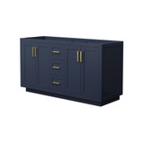 Wyndham WCF292960DBLCXSXXMXX Miranda 60 Inch Double Bathroom Vanity in Dark Blue, No Countertop, No Sink, Brushed Gold Trim