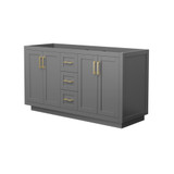 Wyndham WCF292960DGGCXSXXMXX Miranda 60 Inch Double Bathroom Vanity in Dark Gray, No Countertop, No Sink, Brushed Gold Trim