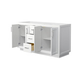Wyndham WCF292960DWHCXSXXMXX Miranda 60 Inch Double Bathroom Vanity in White, No Countertop, No Sink, Brushed Nickel Trim