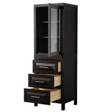 Wyndham WCV2525LTDE Daria Linen Tower in Dark Espresso with Shelved Cabinet Storage and 3 Drawers