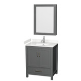 Wyndham WCS141430SKGC2UNSMED Sheffield 30 Inch Single Bathroom Vanity in Dark Gray, Carrara Cultured Marble Countertop, Undermount Square Sink, Medicine Cabinet