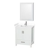 Wyndham WCS141430SWHWCUNSMED Sheffield 30 Inch Single Bathroom Vanity in White, White Cultured Marble Countertop, Undermount Square Sink, Medicine Cabinet