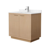 Wyndham WCF282836SLSC2UNSMXX Maroni 36 Inch Single Bathroom Vanity in Light Straw, Light-Vein Carrara Cultured Marble Countertop, Undermount Square Sink
