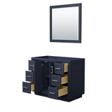 Wyndham WCF292942SBNCXSXXM34 Miranda 42 Inch Single Bathroom Vanity in Dark Blue, No Countertop, No Sink, Brushed Nickel Trim, 34 Inch Mirror