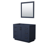 Wyndham WCF292942SBBCXSXXM34 Miranda 42 Inch Single Bathroom Vanity in Dark Blue, No Countertop, No Sink, Matte Black Trim, 34 Inch Mirror