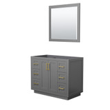 Wyndham WCF292942SGGCXSXXM34 Miranda 42 Inch Single Bathroom Vanity in Dark Gray, No Countertop, No Sink, Brushed Gold Trim, 34 Inch Mirror