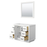 Wyndham WCF292942SWBCXSXXM34 Miranda 42 Inch Single Bathroom Vanity in White, No Countertop, No Sink, Matte Black Trim, 34 Inch Mirror