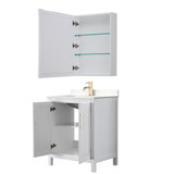 Wyndham WCV252530SWGC2UNSMED Daria 30 Inch Single Bathroom Vanity in White, Light-Vein Carrara Cultured Marble Countertop, Undermount Square Sink, Medicine Cabinet, Brushed Gold Trim Wyndham WCV252530SWGC2UNSMED Daria 30 Inch Single Bathroom Vanity in White, Light-Vein Carrara Cultured Marble Countertop, Undermount Square Sink, Medicine Cabinet, Brushed Gold Trim