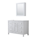 Wyndham WCV252548SWHCXSXXMED Daria 48 Inch Single Bathroom Vanity in White, No Countertop, No Sink, and Medicine Cabinet