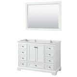 Wyndham WCS202048SWHCXSXXM46 Deborah 48 Inch Single Bathroom Vanity in White, No Countertop, No Sink, and 46 Inch Mirror