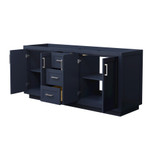 Wyndham WCF292972DBNCXSXXMXX Miranda 72 Inch Double Bathroom Vanity in Dark Blue, No Countertop, No Sink, Brushed Nickel Trim