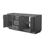 Wyndham WCF292972DGBCXSXXMXX Miranda 72 Inch Double Bathroom Vanity in Dark Gray, No Countertop, No Sink, Matte Black Trim