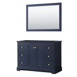 Wyndham WCV232348SBLCXSXXM46 Avery 48 Inch Single Bathroom Vanity in Dark Blue, No Countertop, No Sink, and 46 Inch Mirror