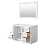 Wyndham WCF292948SWHCXSXXM46 Miranda 48 Inch Single Bathroom Vanity in White, No Countertop, No Sink, Brushed Nickel Trim, 46 Inch Mirror